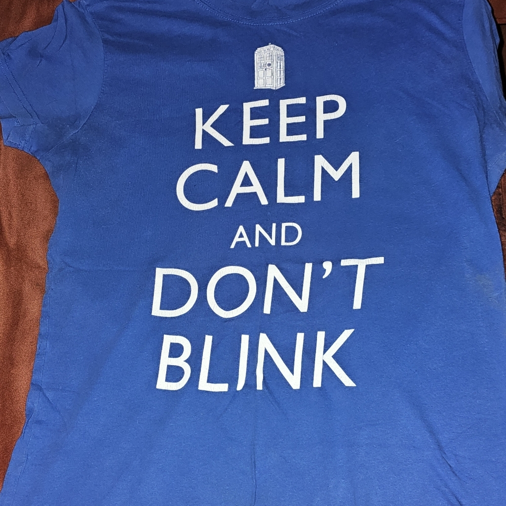 Doctor Who Keep Calm and Don't Blink blue shirt size L
